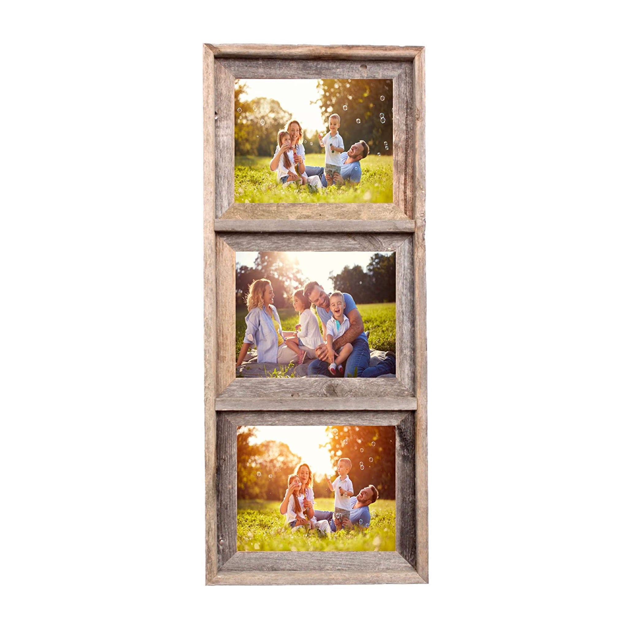 8X10 Trio Rustic Weathered Grey Picture Frame With Plexiglass Holder