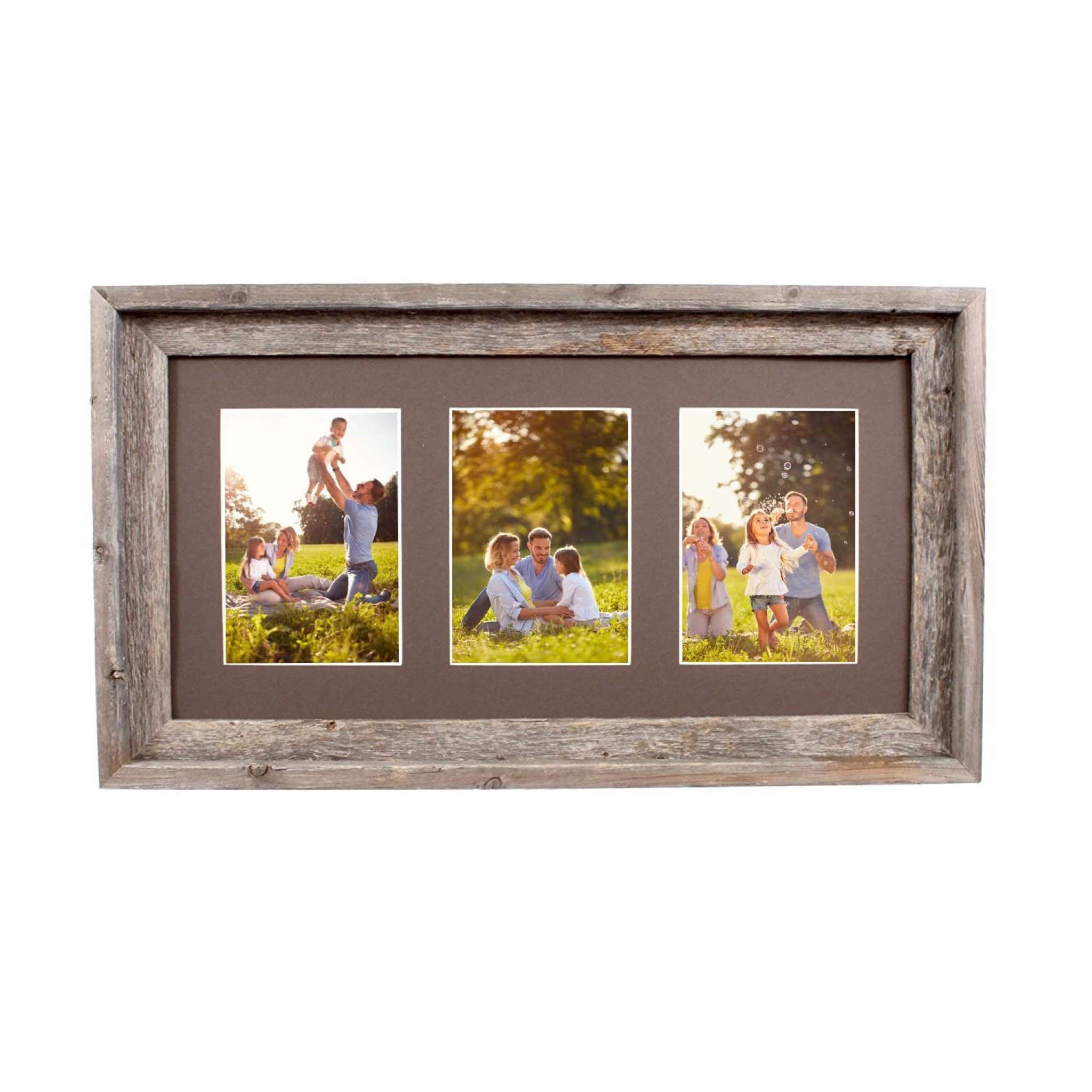 Natural Three Photo Weathered Grey Wood Picture Frame | 5