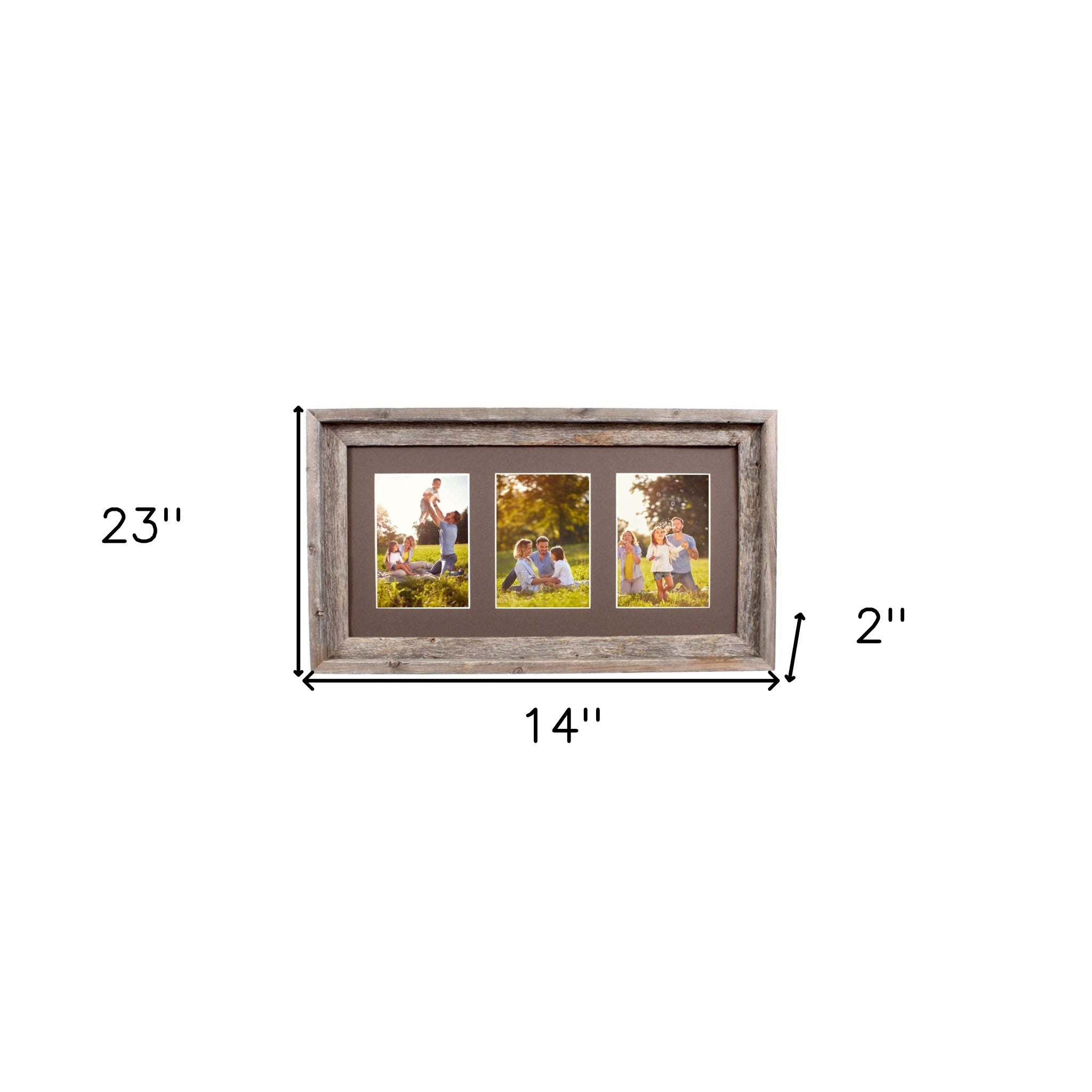 Natural Three Photo Weathered Grey Wood Picture Frame | 5
