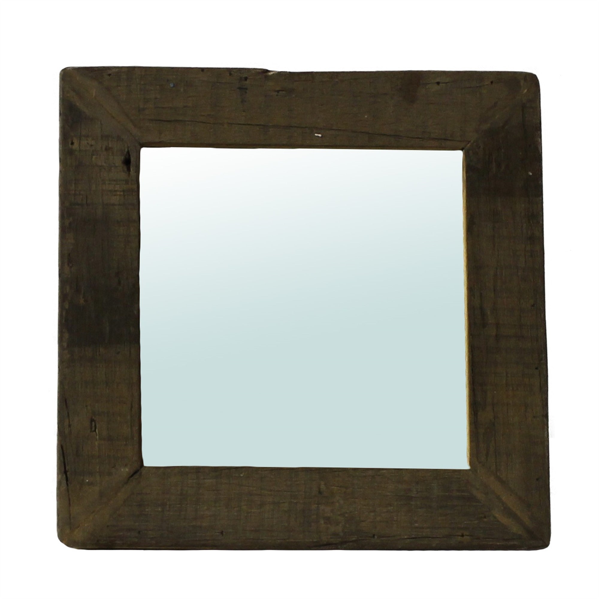 Petite Dark Brown Reclaimed Wood Wall Mirror | 16