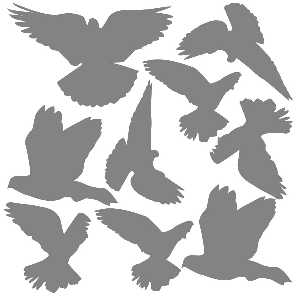 Gray Mixed Birds Silhouette Wall Decals Printed