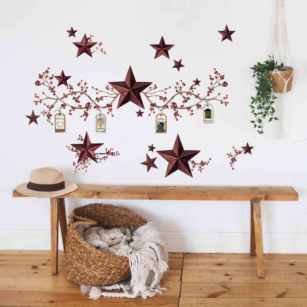 Country Stars & Berries Wall Decals Installed