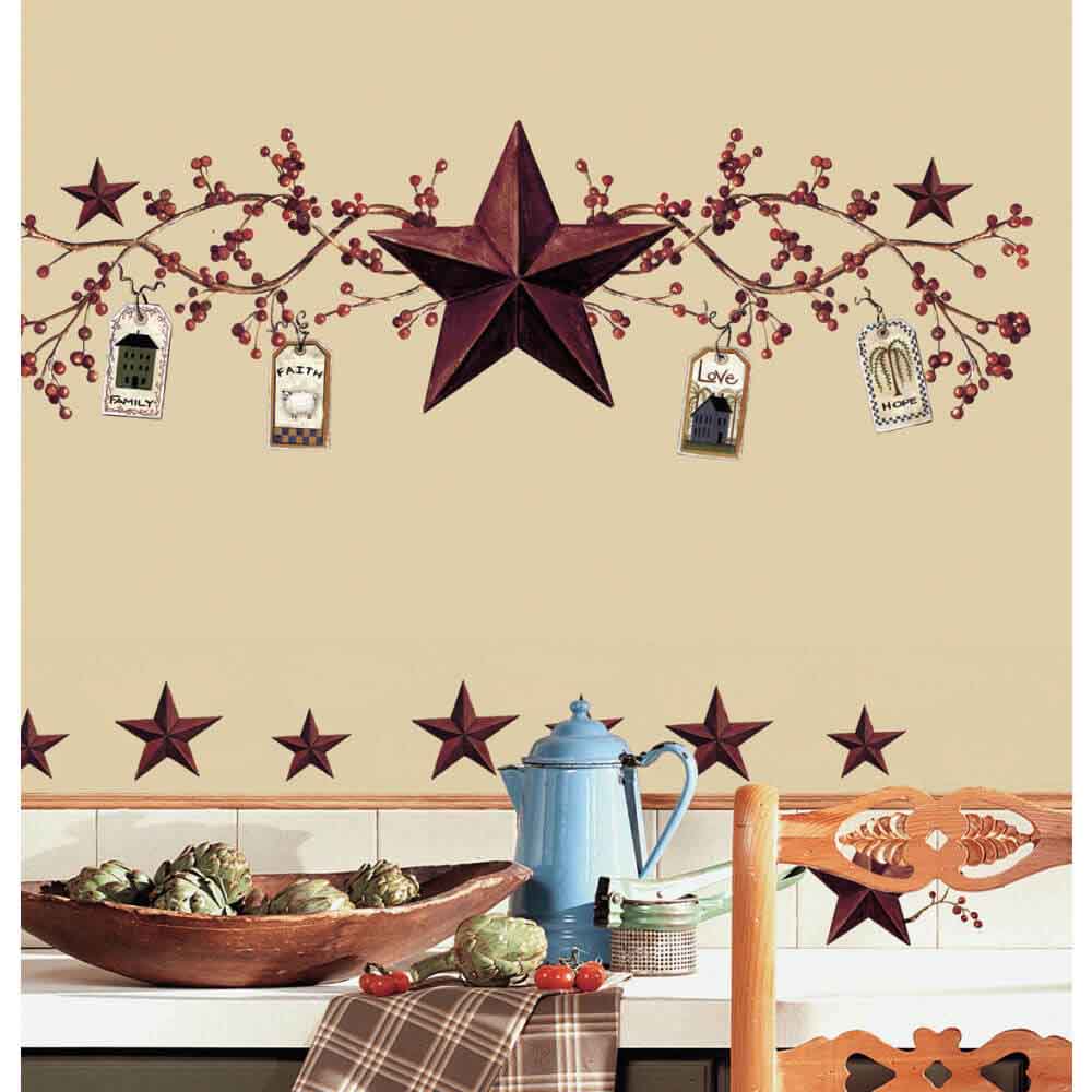 Country Stars & Berries Wall Decals Displayed