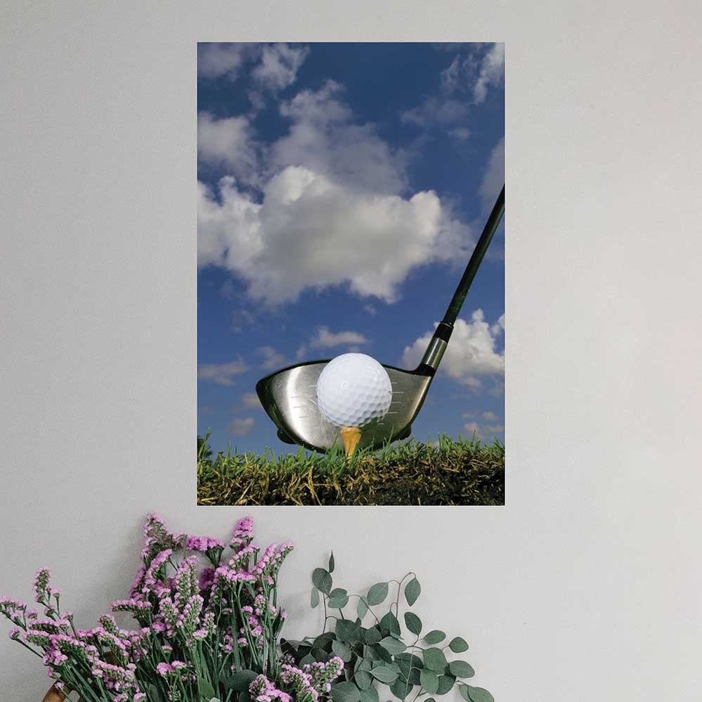 24 inch Addressing the Ball Golf Poster Installed Above Plant