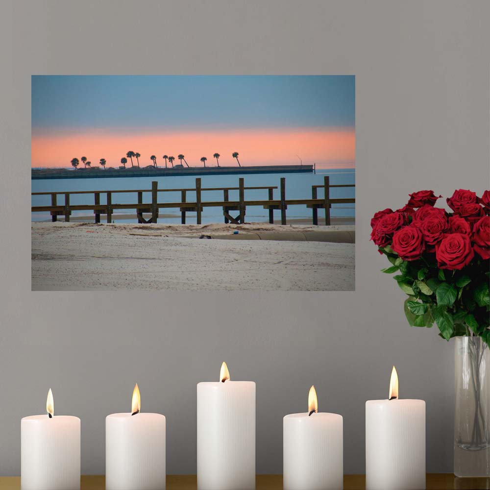 24 inch Palms Rising Beach Decal Installed Above Candles