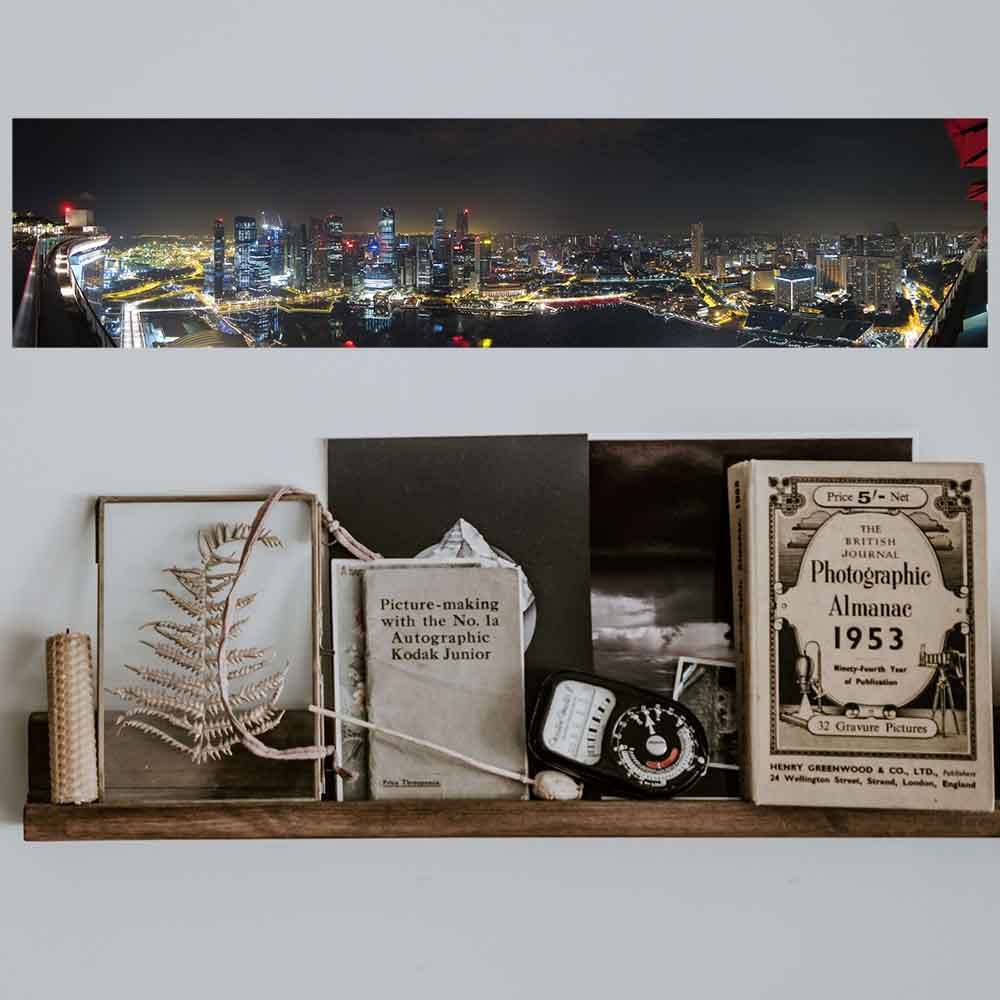 24 inch Singapore Panoramic Poster Displayed Above Shelf