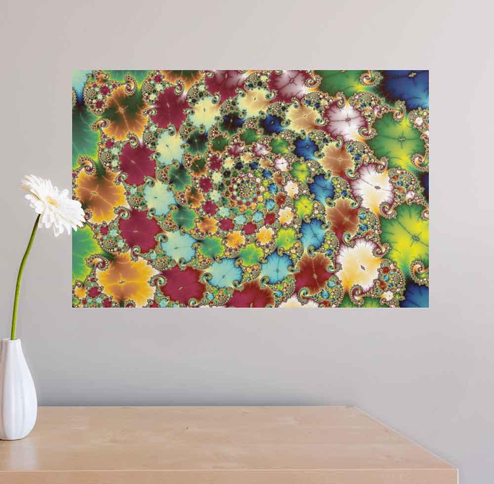 24 inch Fractal Cells Art Poster Displayed Above Table