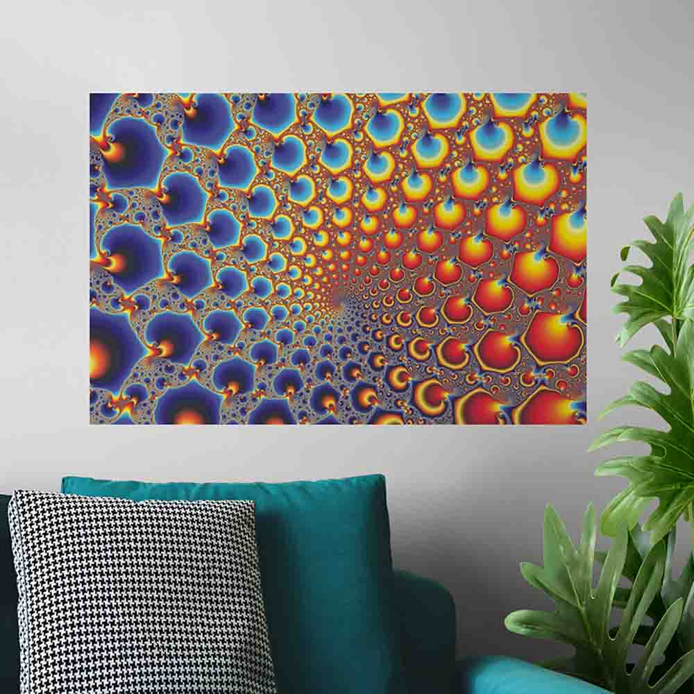 24 inch Hypnotic Portal Fractal Art Poster Displayed on Wall