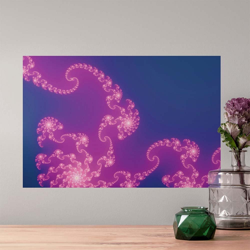 24 inch Jellyfish Wonder Fractal Art Poster Displayed Above Table