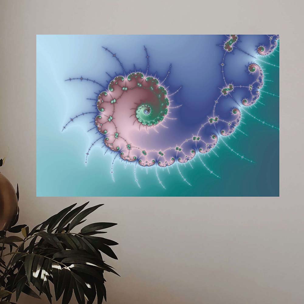 24 inch Swirl Fractal Poster Displayed on Wall