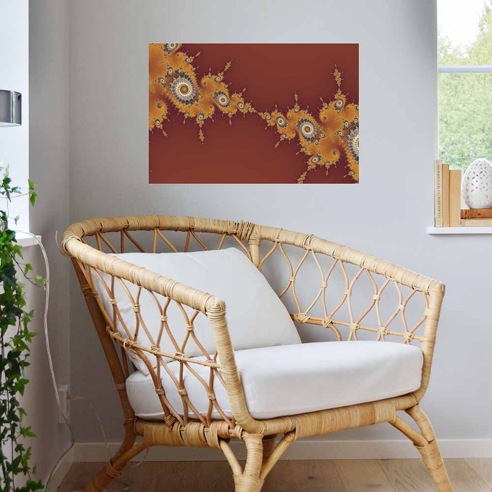 24 inch Warp Fractal Art Poster Displayed Above Chair