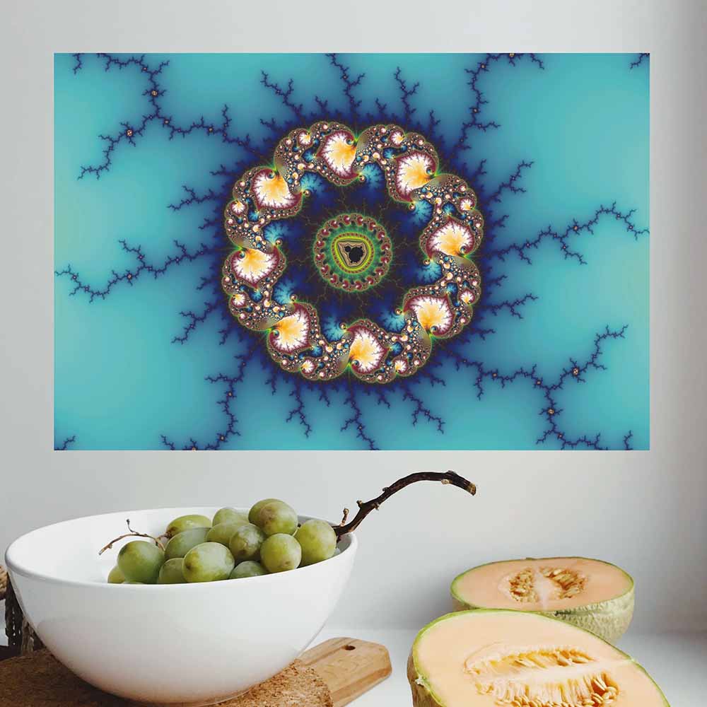 24 inch Whirlpool Fractal Art Poster Displayed Above Counter