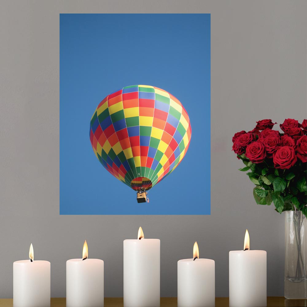 18x24 inch Hot Air Balloon Poster Displayed Above Candles