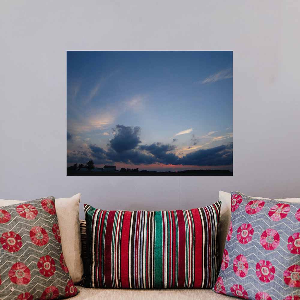 18x24 inch Clouds Poster Displayed Above Couch