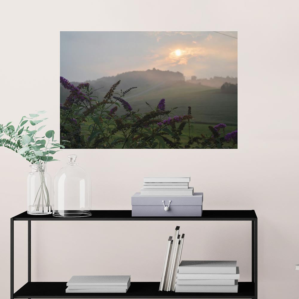 16x24 inch Sunset Heaven Poster Displayed Above Shelves