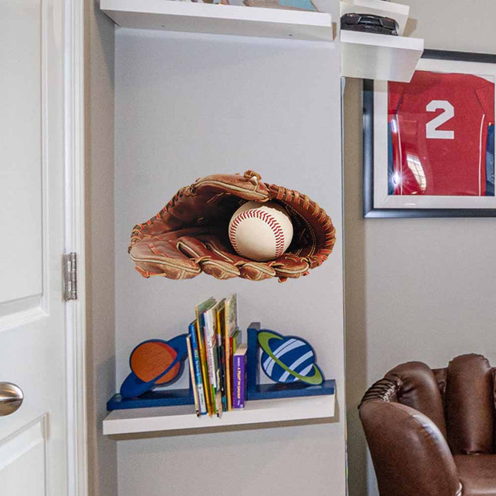 24 inch Baseball Glove & Ball Wall Decal Installed in Alcove