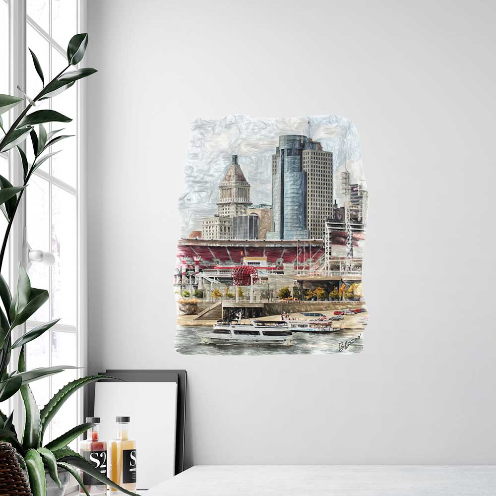19.5x24 inch Busy Cincy Decal Installed Near Window