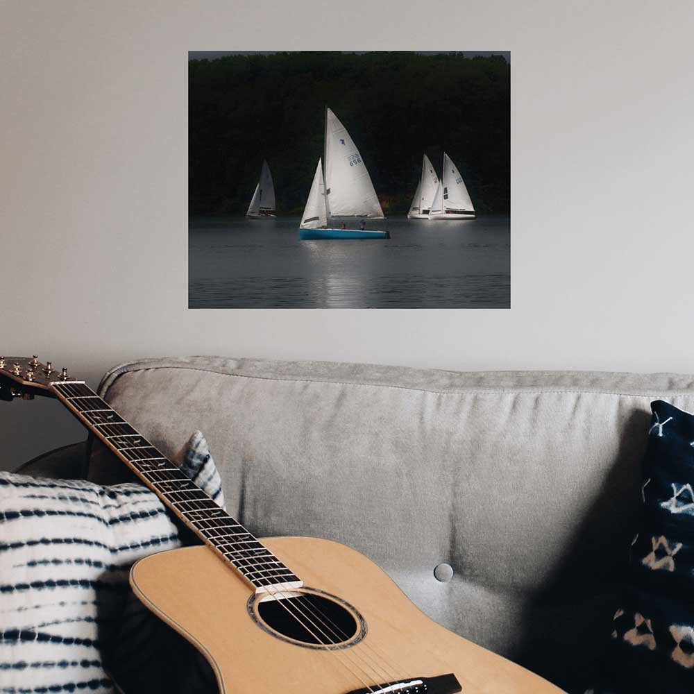 19x24 inch Sailboats Decal Installed Above Couch