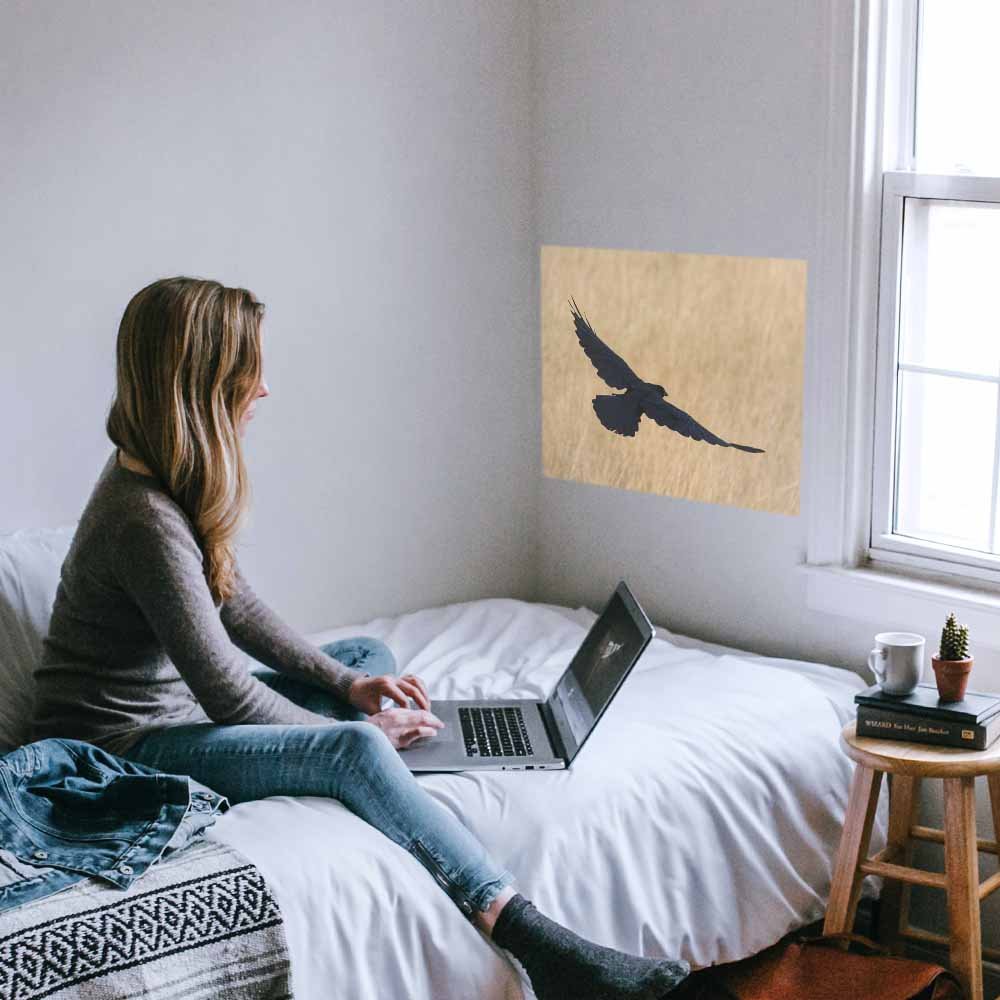 19x24 inch Crow Poster Displayed in Bedroom