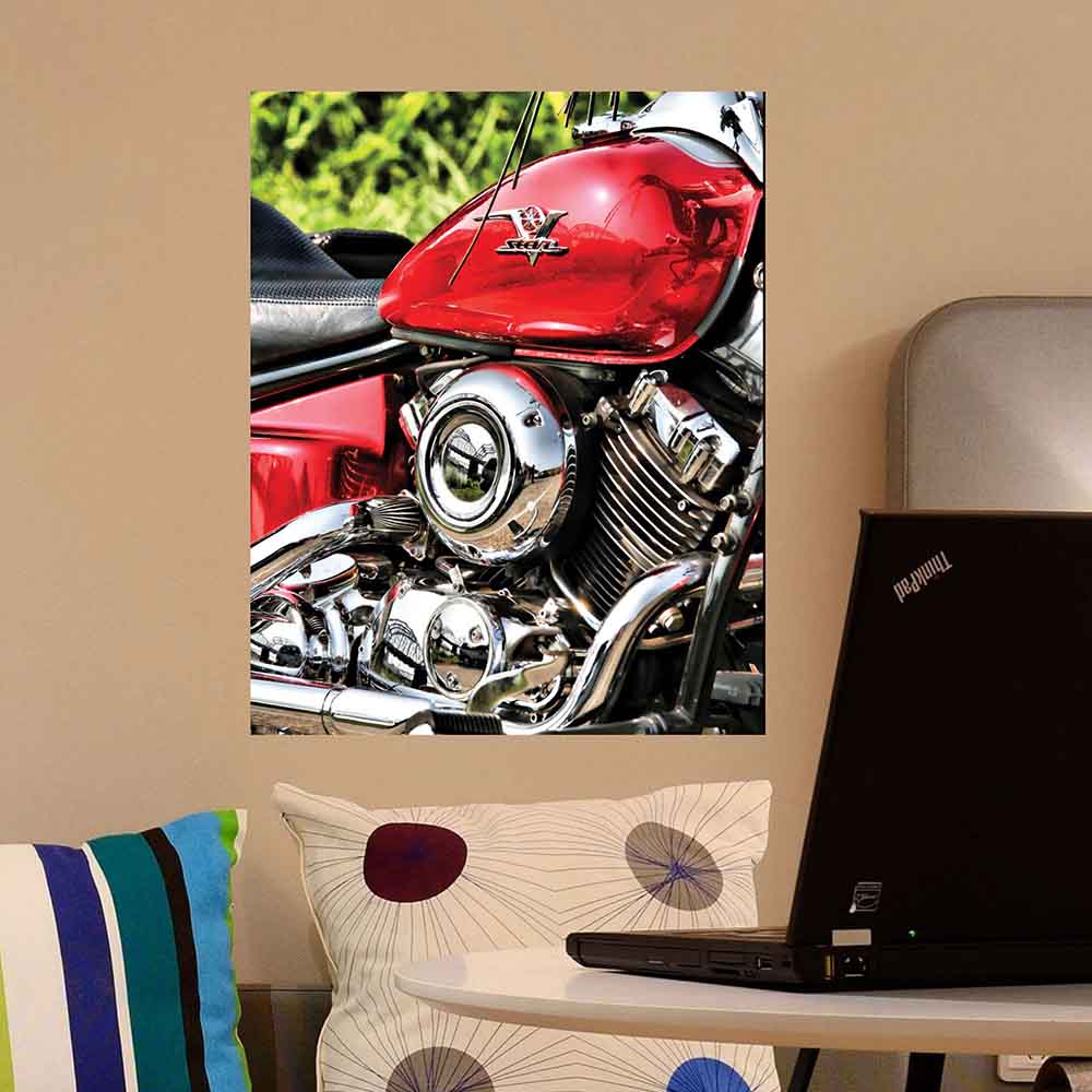 19x24 V Star Motorcycle Decal Installed in Dorm Room
