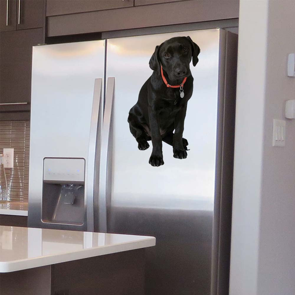 24 inch Black Lab Die-Cut Decal Installed on Refrigerator