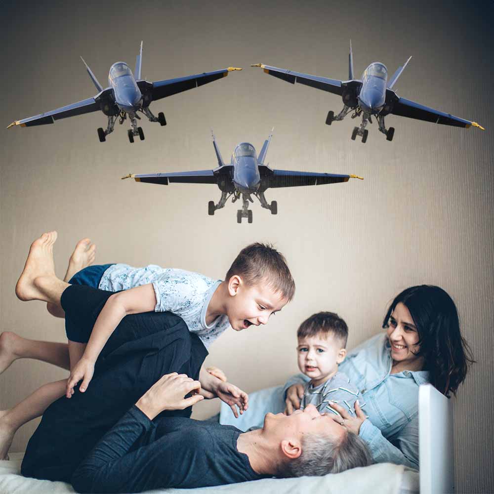 24 inch US Navy Blue Angel F-18 Hornet Installed in Kids Room