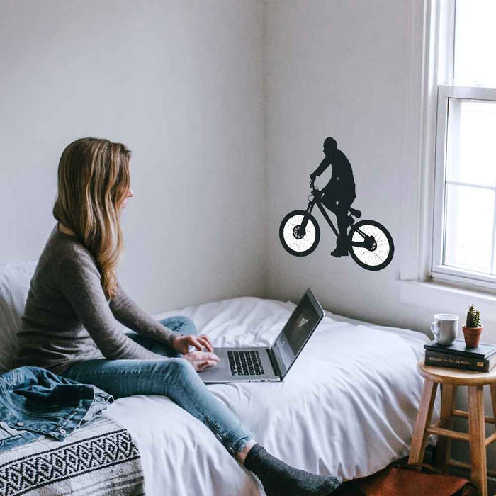 24 inch BMX Silhouette Wall Decal Installed in Teen Girls Room