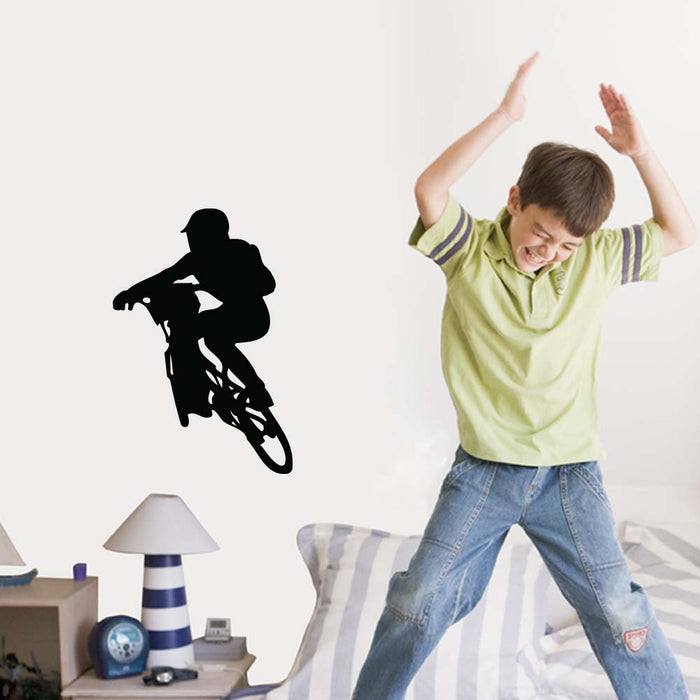 24 inch BMX Silhouette Turndown Wall Decal Installed in Boys Room