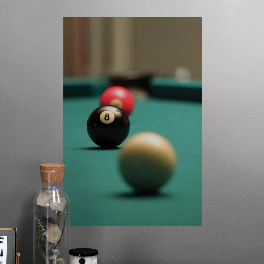 16x24 inch Behind the Eight Ball Poster Displayed on Wall