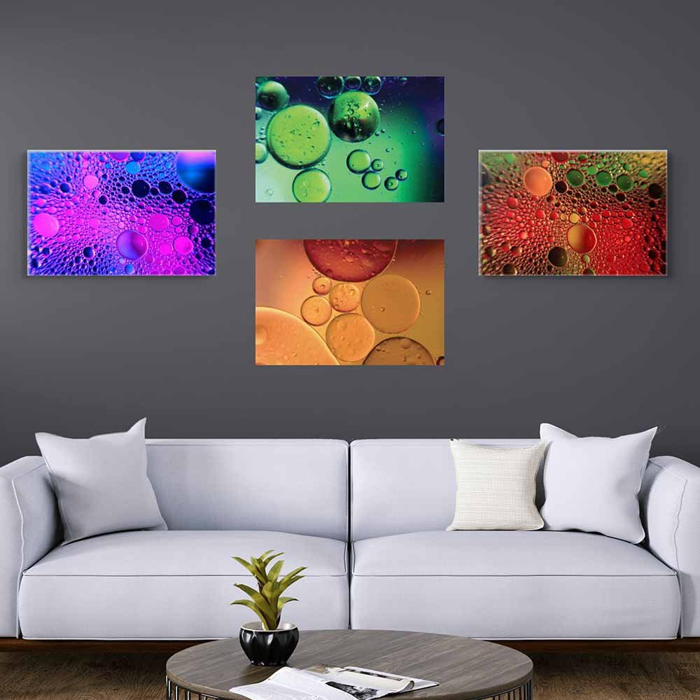 16x24 inch Green Oil Poster Displayed Above Sofa