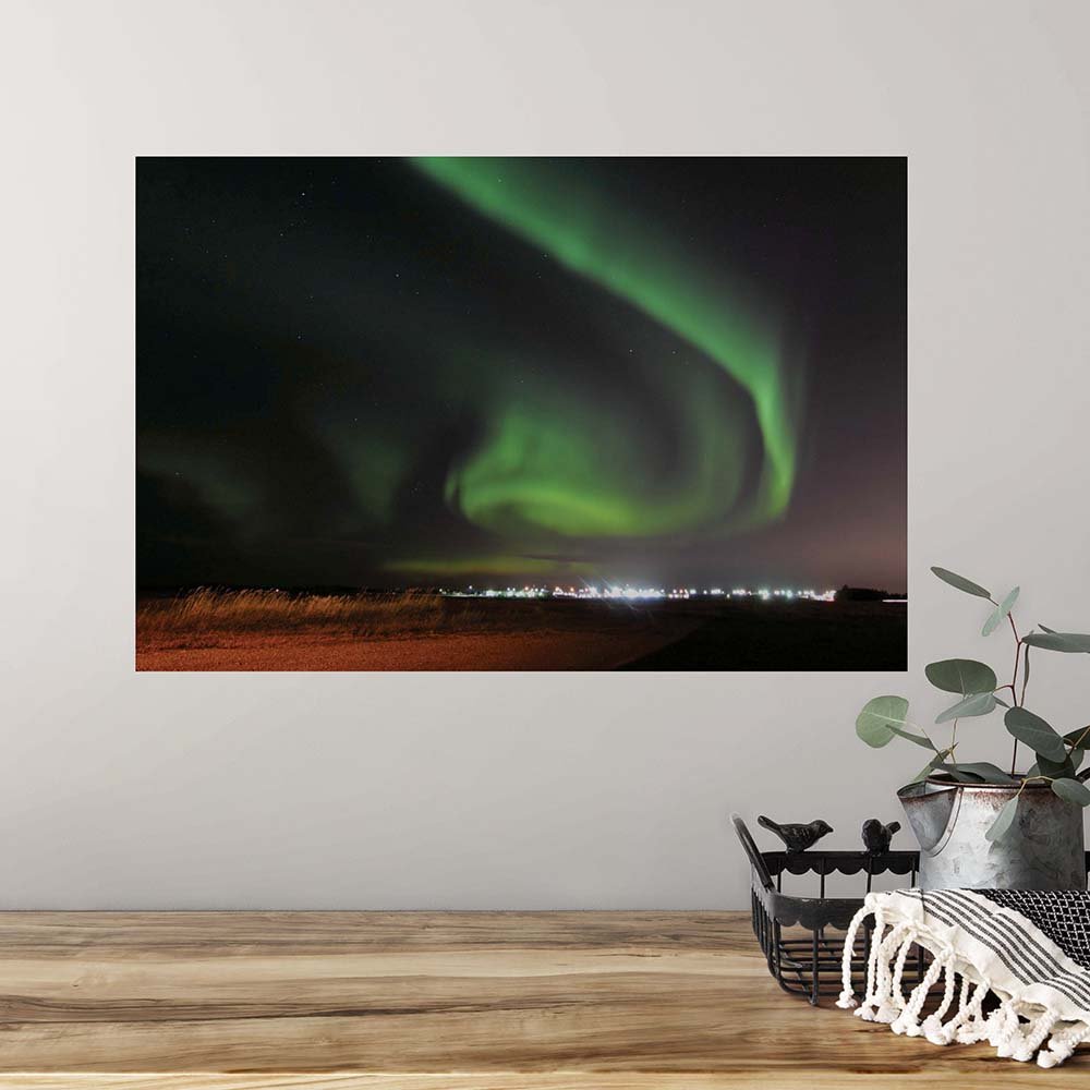16x24 inch St. Alberta Aurora Spiral Decal Installed on Wall