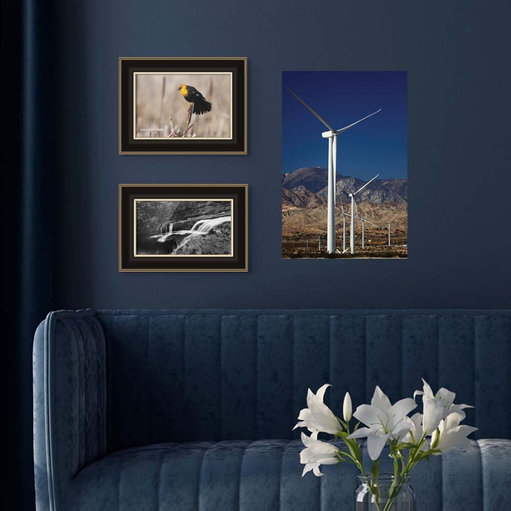 16x24 inch Windmills Poster Displayed Above Sofa