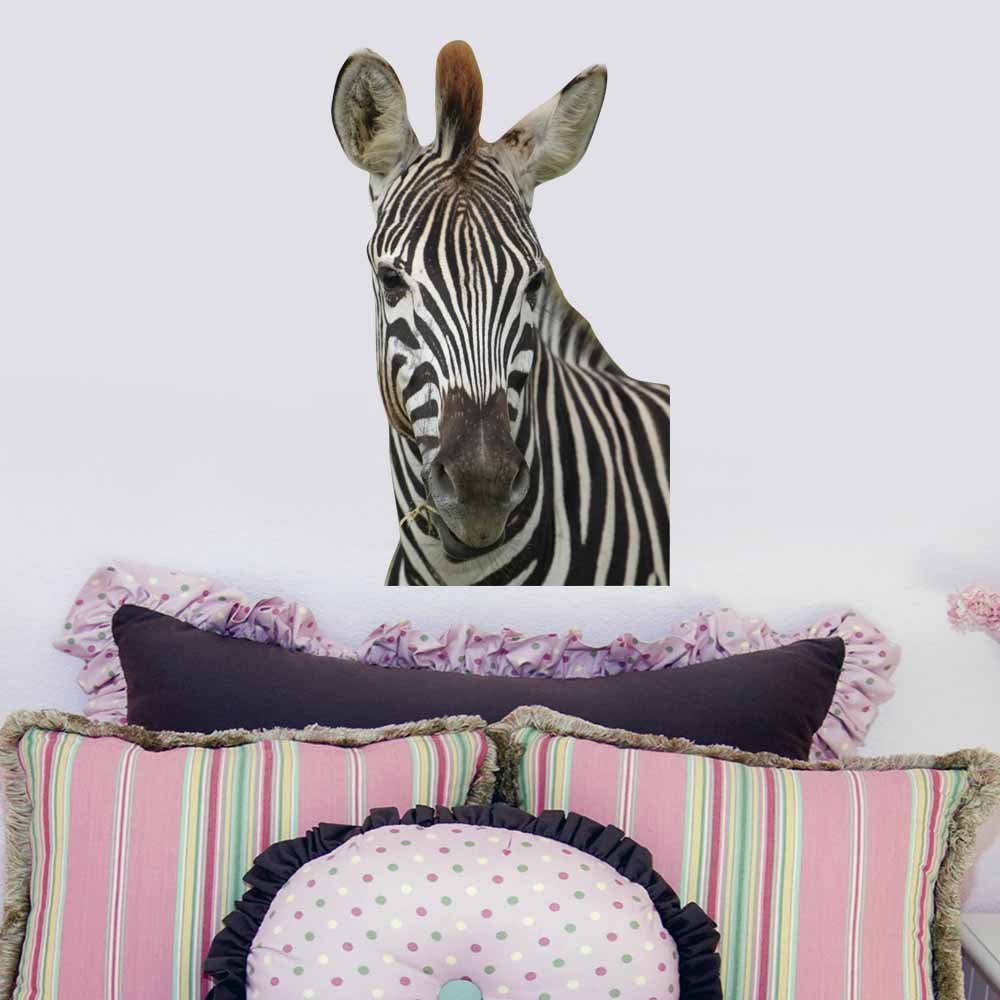 15x24 inch Die-Cut Zebra Decal Installed Above Girls Bed