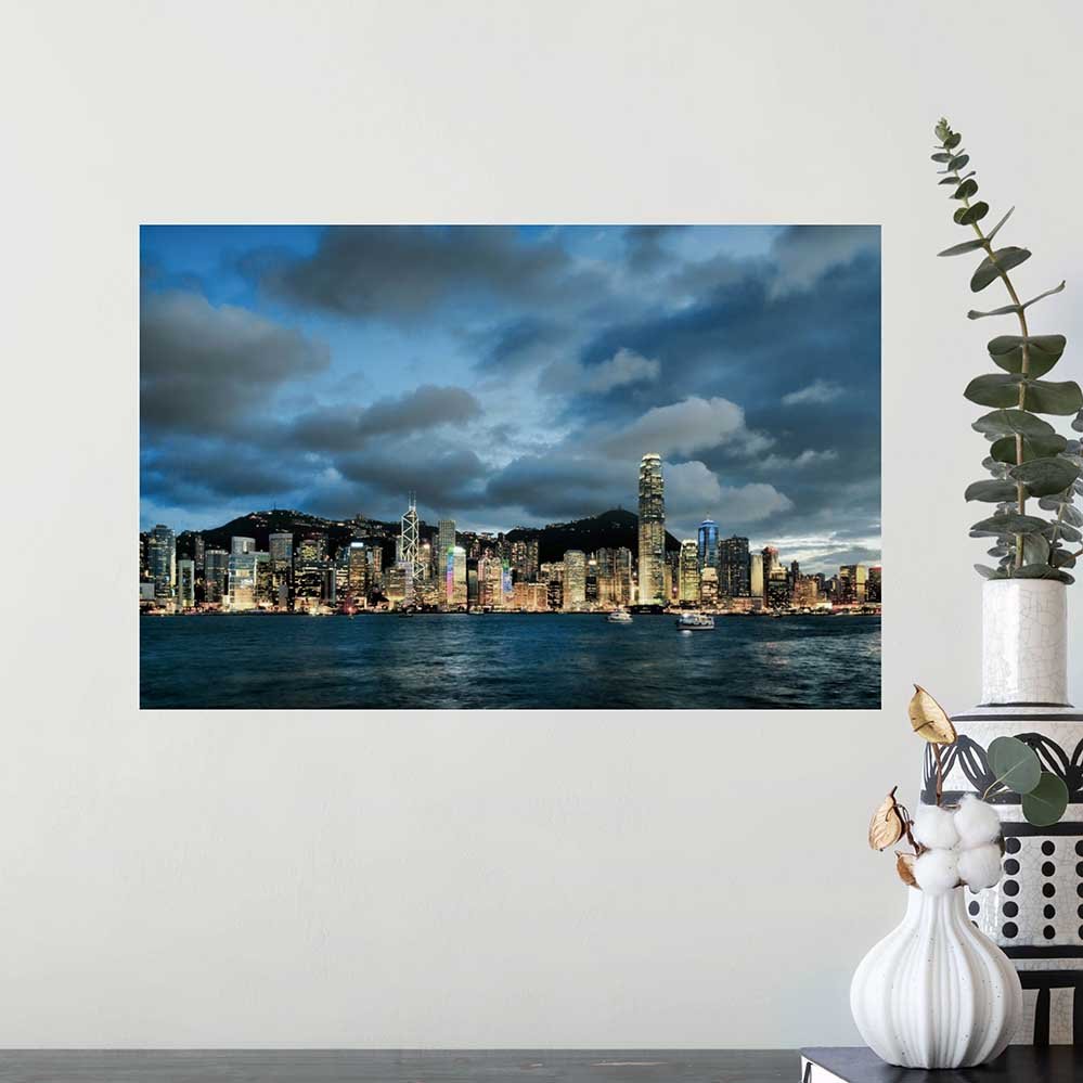15.5x24 inch Hong Kong Dusk Decal Installed on Wall