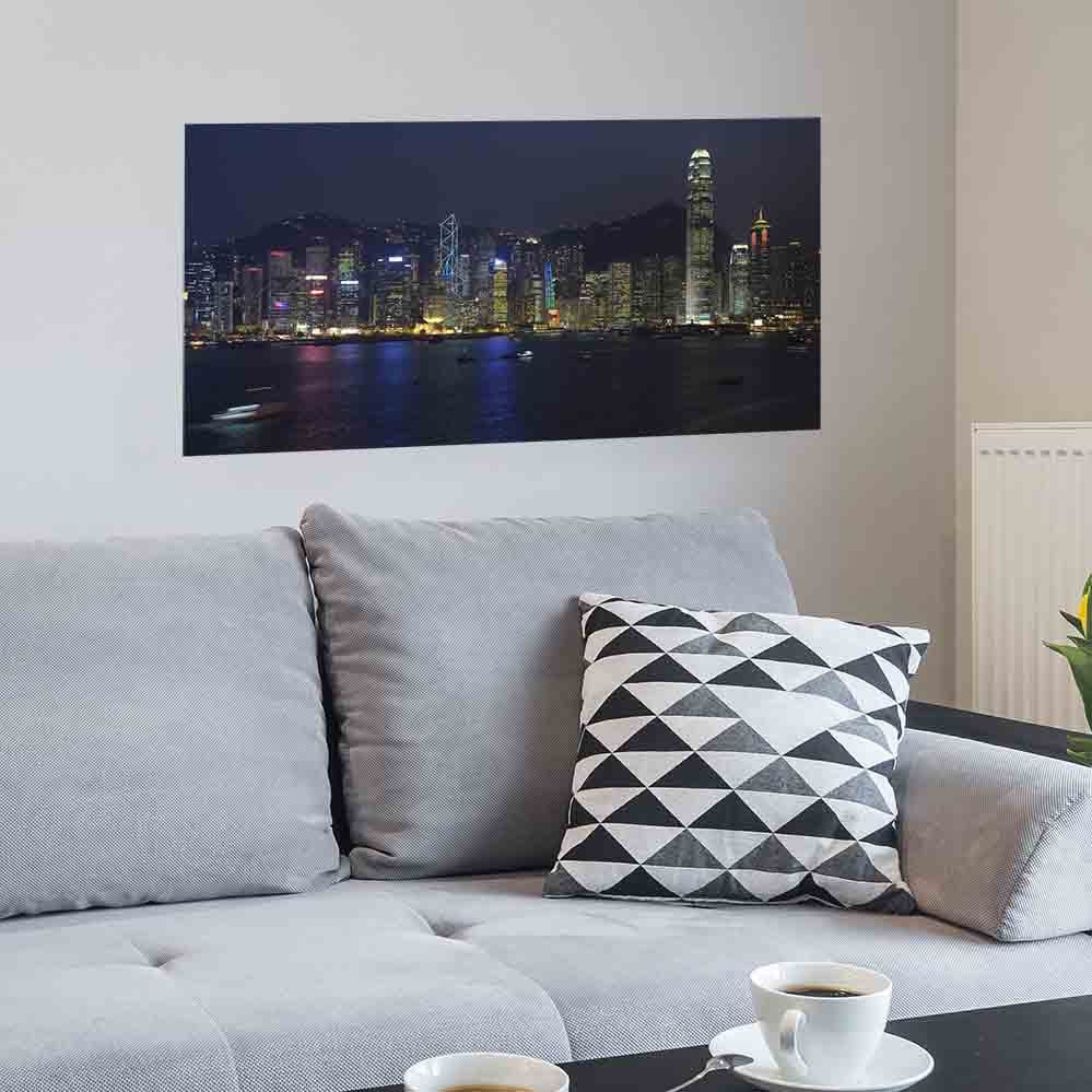 11.5x24 inch Hong Kong Night Decal Installed Above Couch