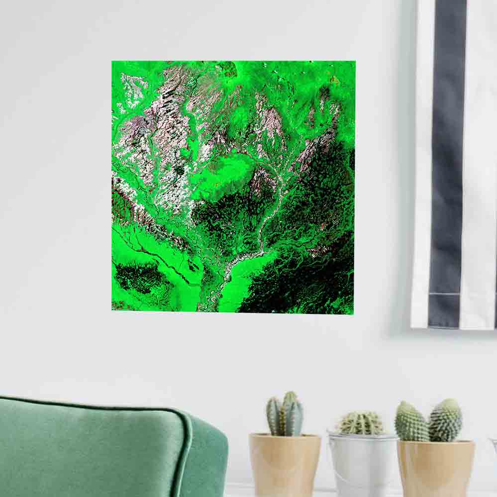 24x24 inch Araca Satellite Image Poster Displayed on Wall