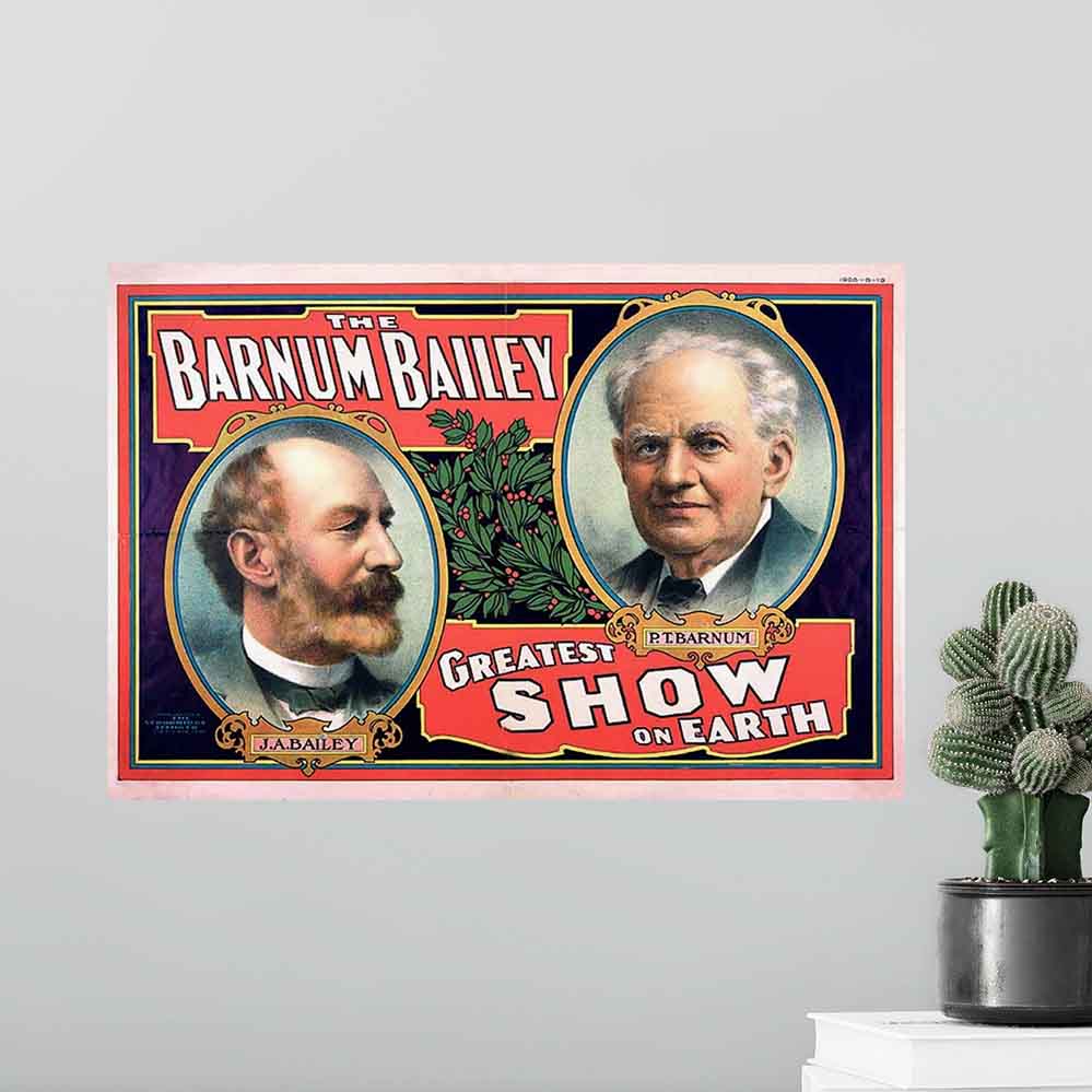 16x24 inch Barnum & Bailey Poster Displayed on Wall