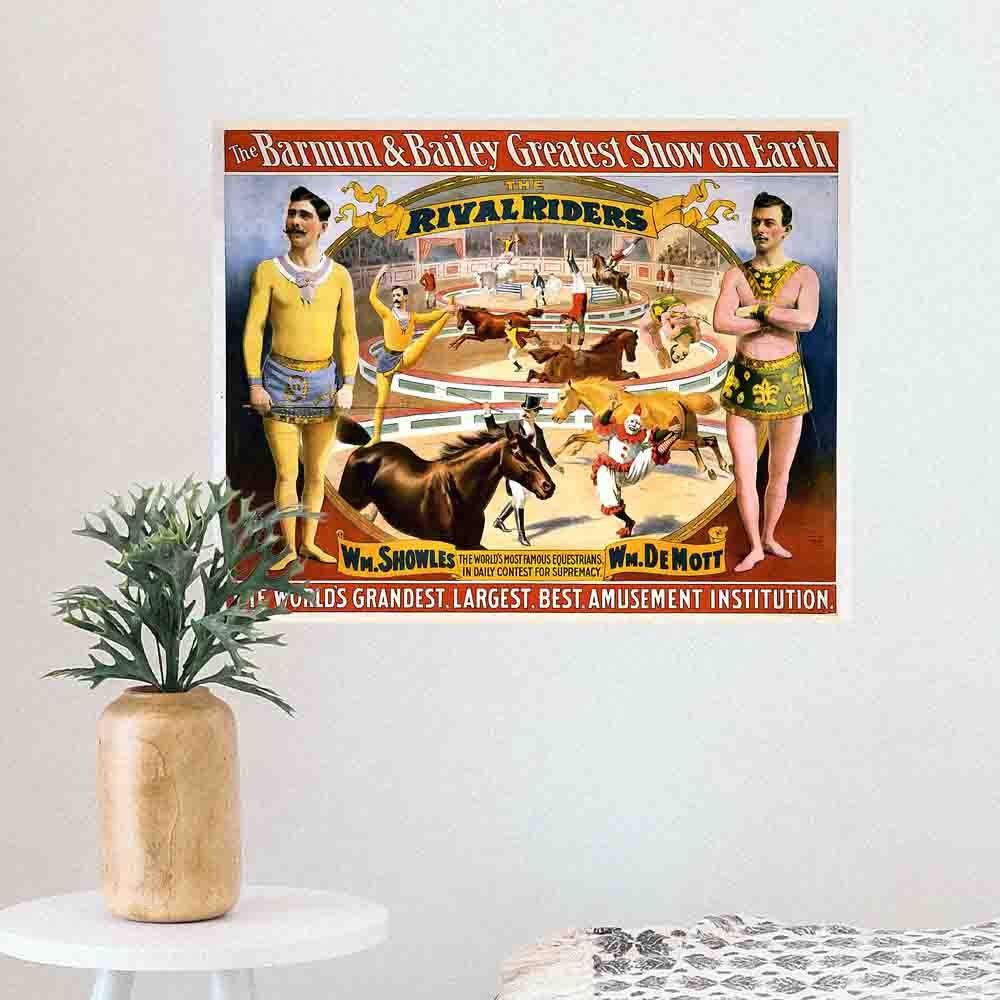 19x24 inch Rival Riders Poster Displayed Above Stool
