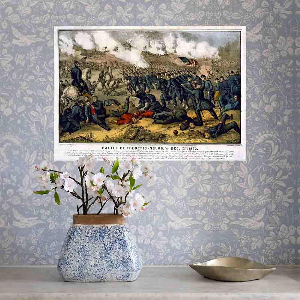 17x24 inch Battle of Fredericksburg Poster Displayed Above Mantle