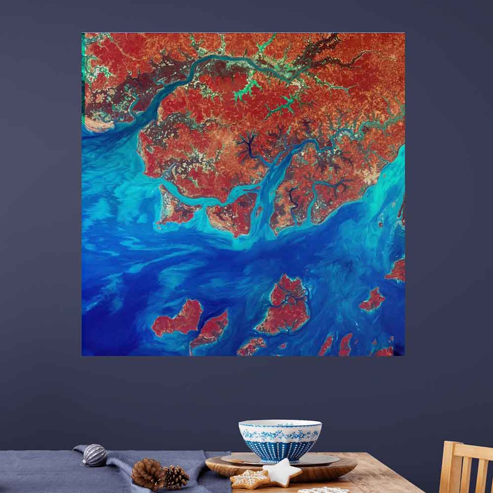 24x24 inch Guinea Satellite Decal Installed Above Dining Table