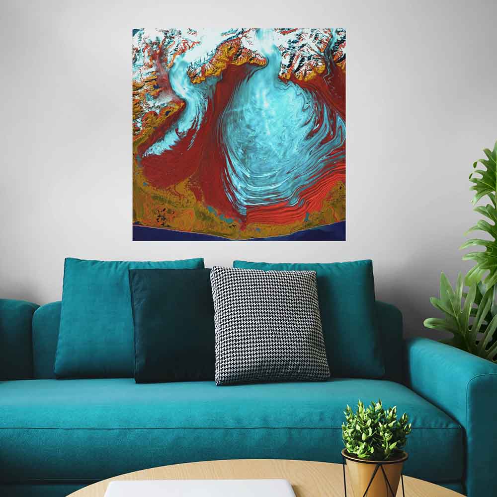 24x24 inch Malaspina Satellite Decal Installed Above Couch