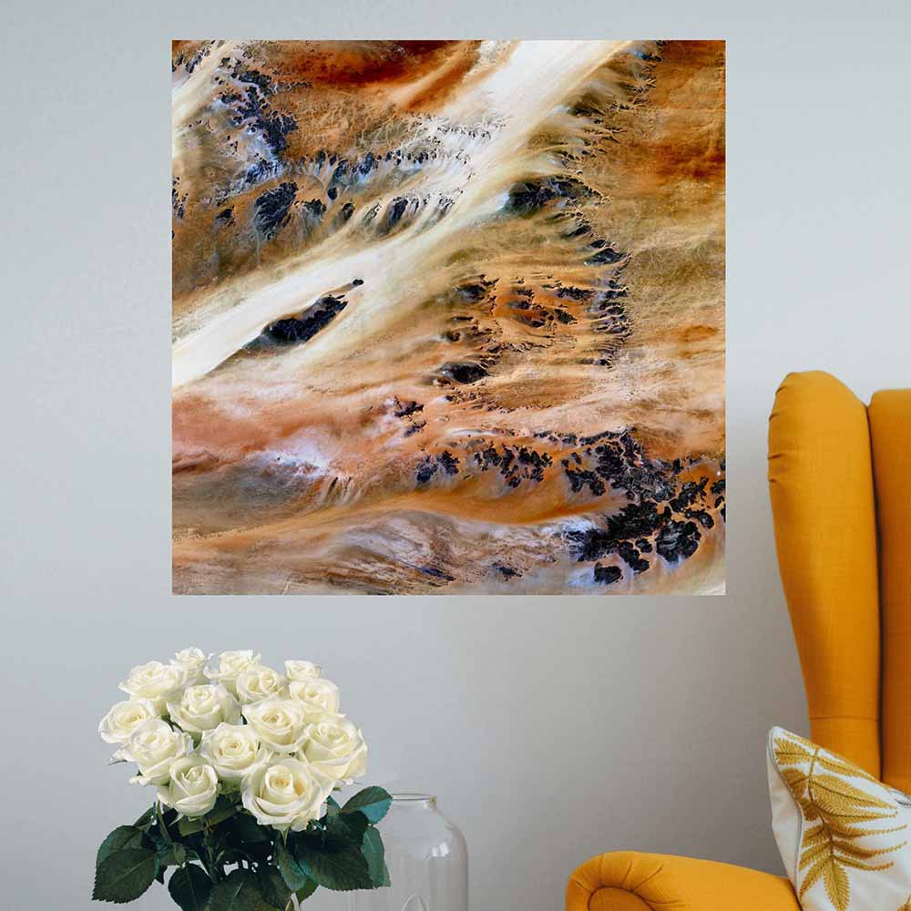 24x24 inch Terkezi Oasis Satellite Decal Installed by Chair