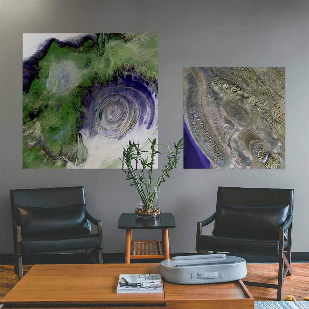 24x24 inch Richat Structure Satellite Poster Displayed in Waiting Room