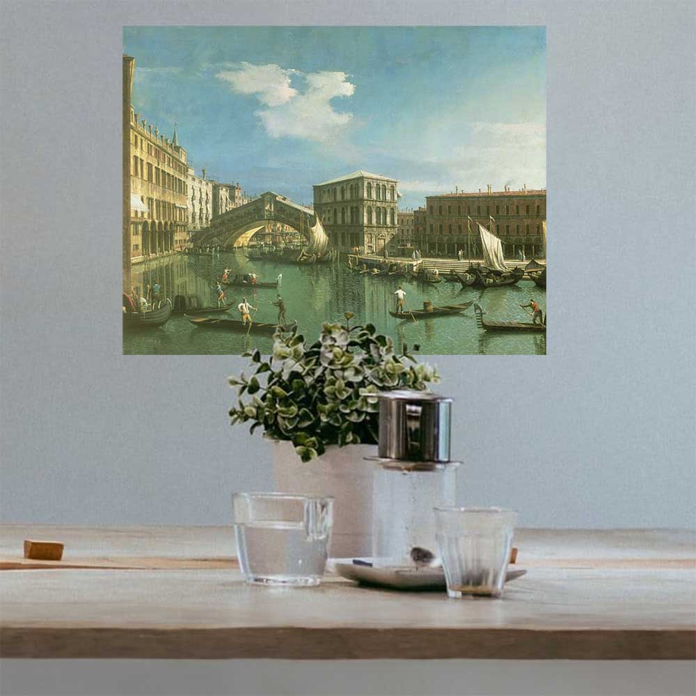 18.5x24 The Rialto Bridge Poster Displayed Above Table