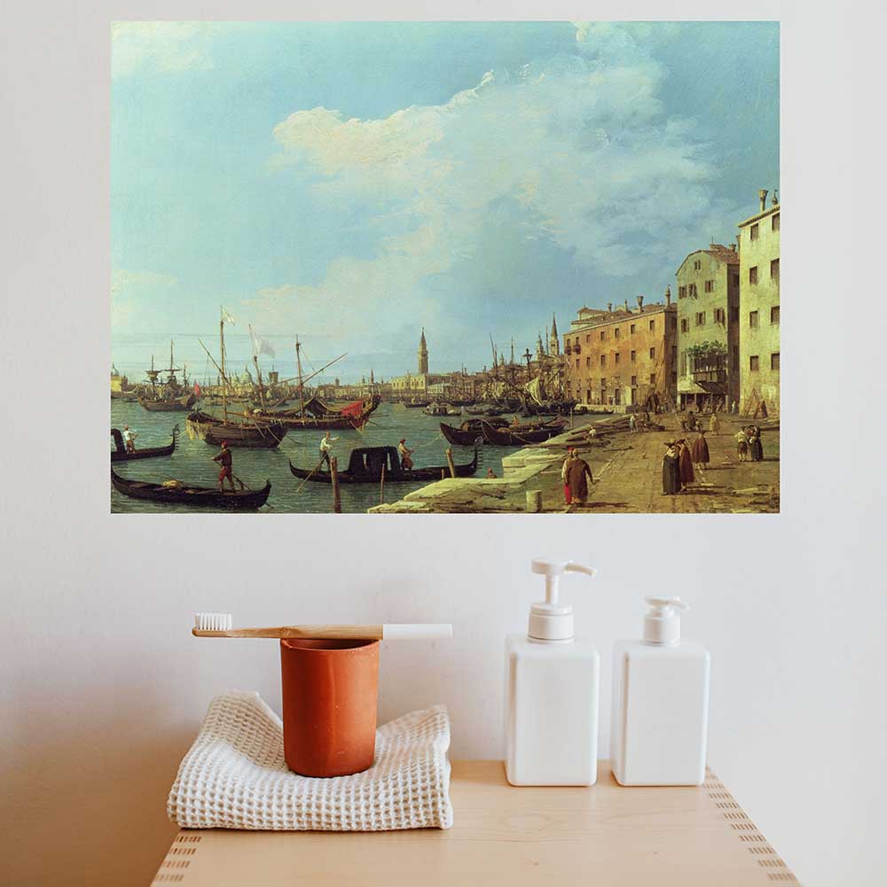 17.5x24 The Riva Degli Schiavoni Poster Displayed in Bathroom