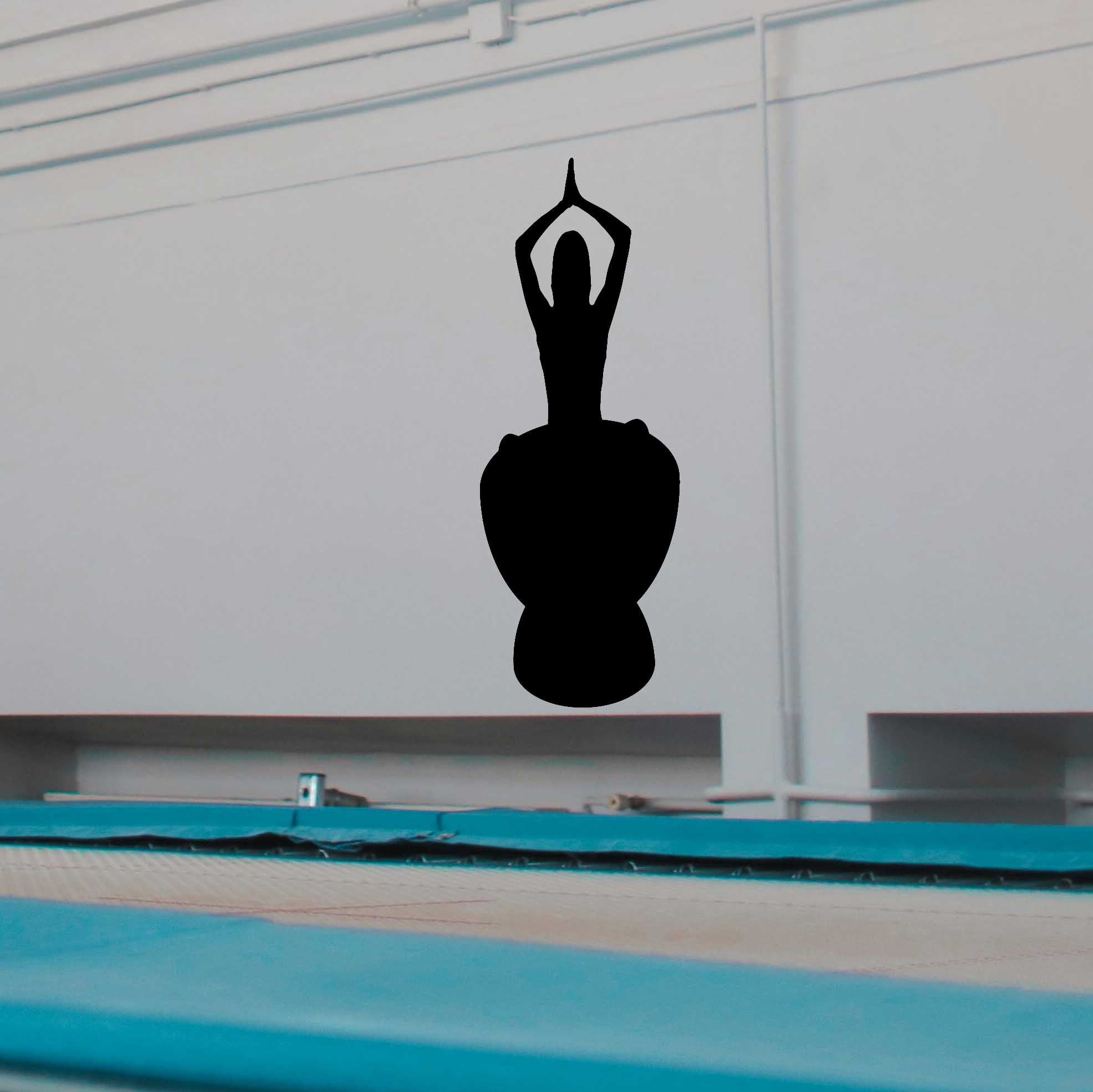 Black 12x24 inch Yoga Silhouette Decal Installed on Wall