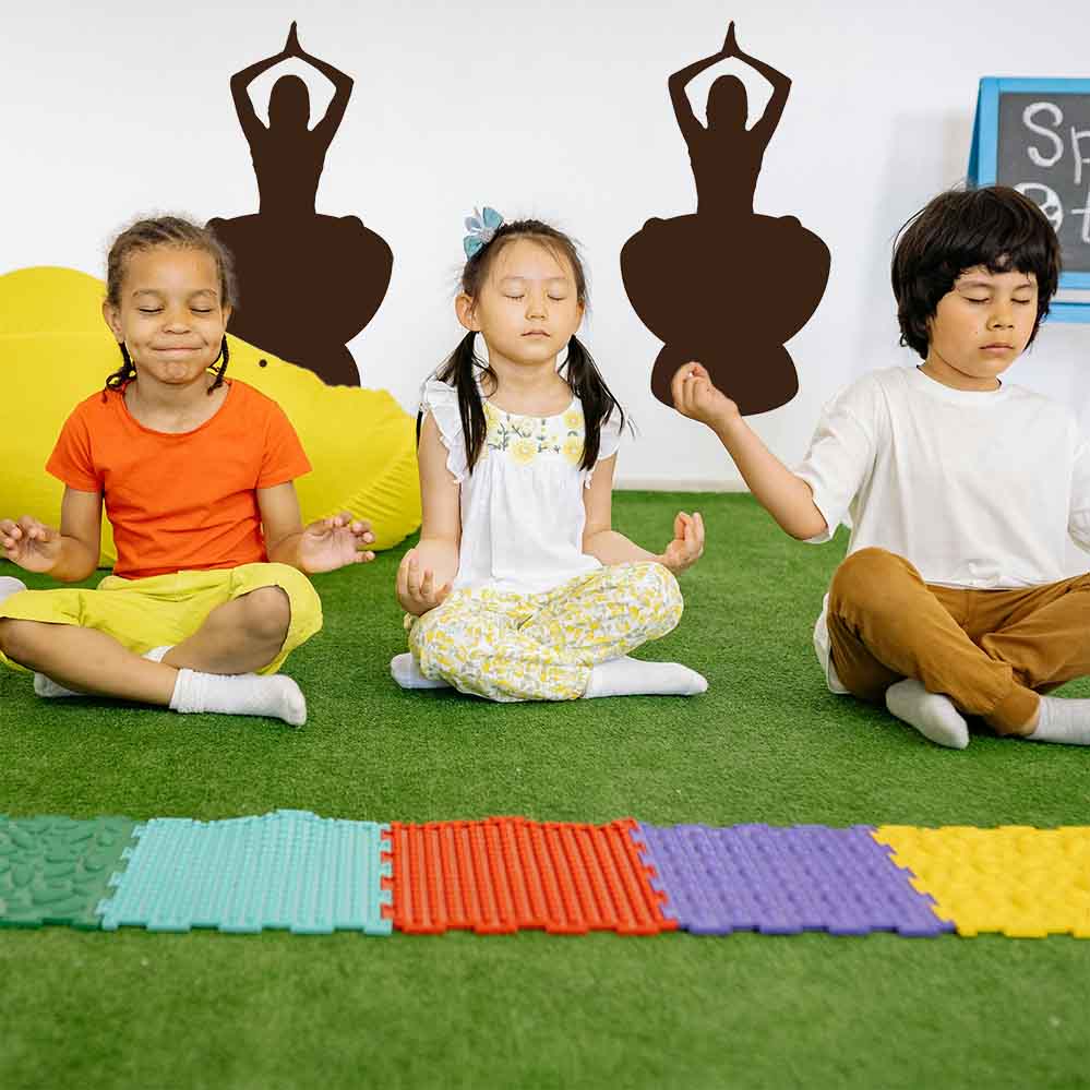 Brown 12x24 inch Yoga Silhouette Decal Installed in Classroom