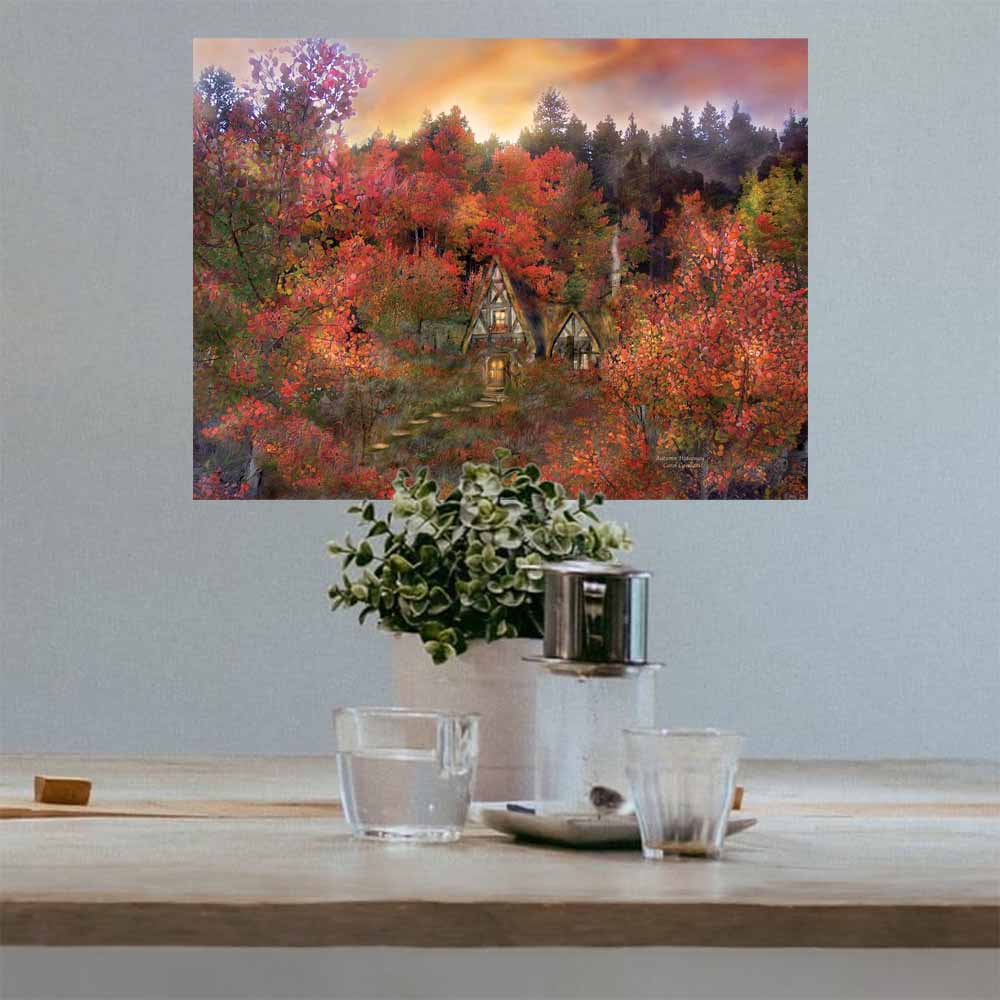 18x24 inch Autumn Hideaway Poster Displayed Above Table