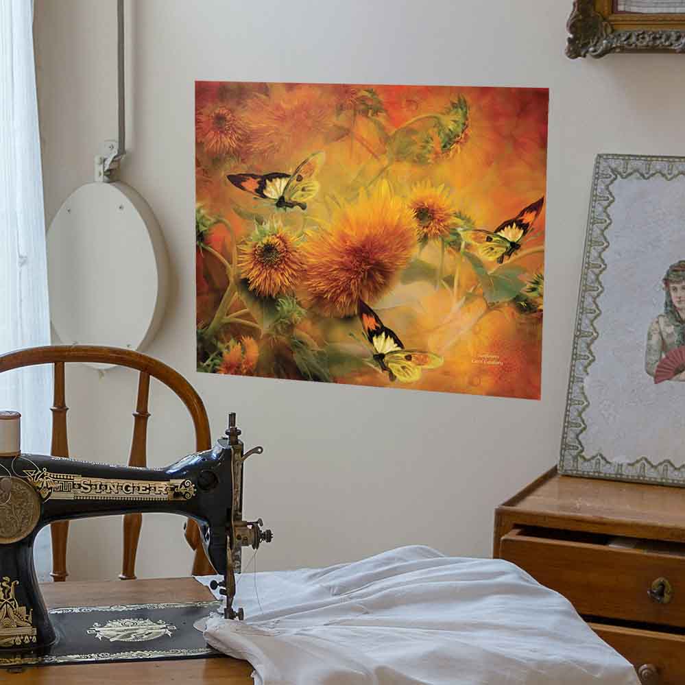 19x24 inch Sunflowers Poster Displayed in Sewing Room