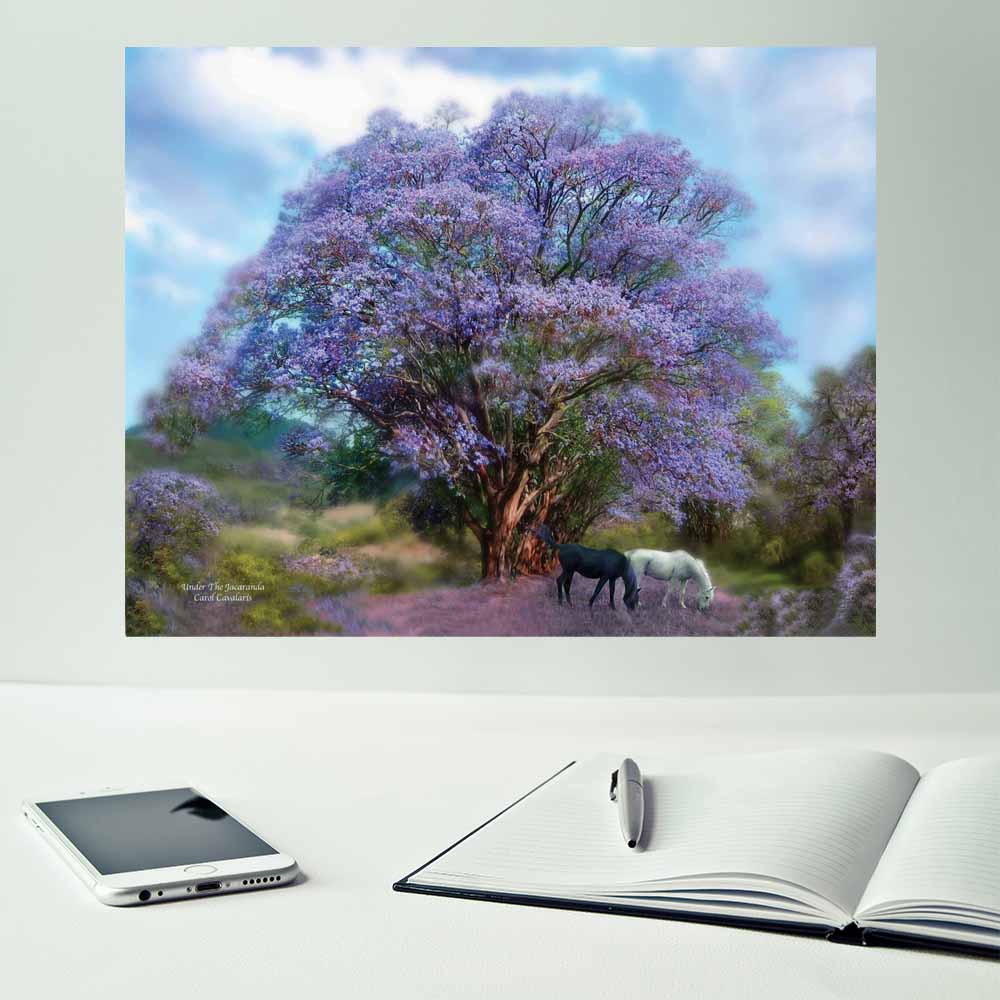 19x24 inch Under The Jacaranda Poster Displayed Above Desk